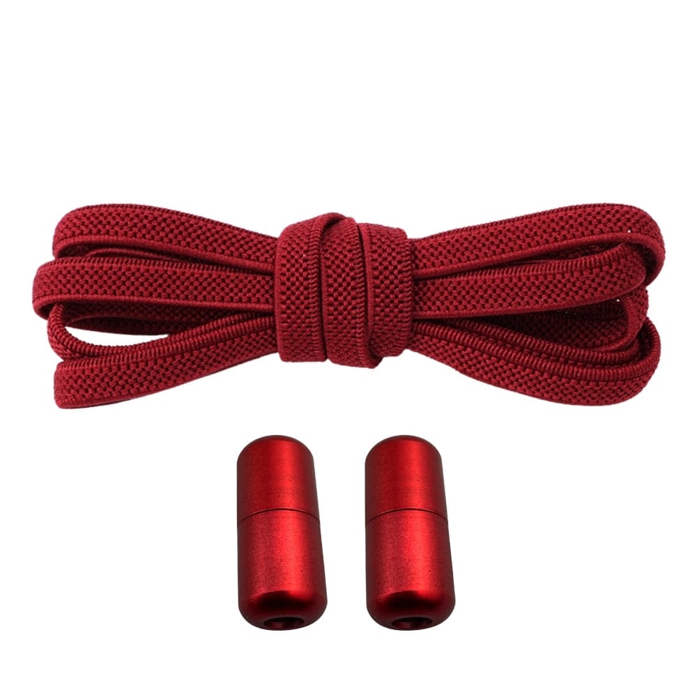 Productafbeelding van platte elastische veters van 6 mm met metalen draai capsule in de kleur wijnrood