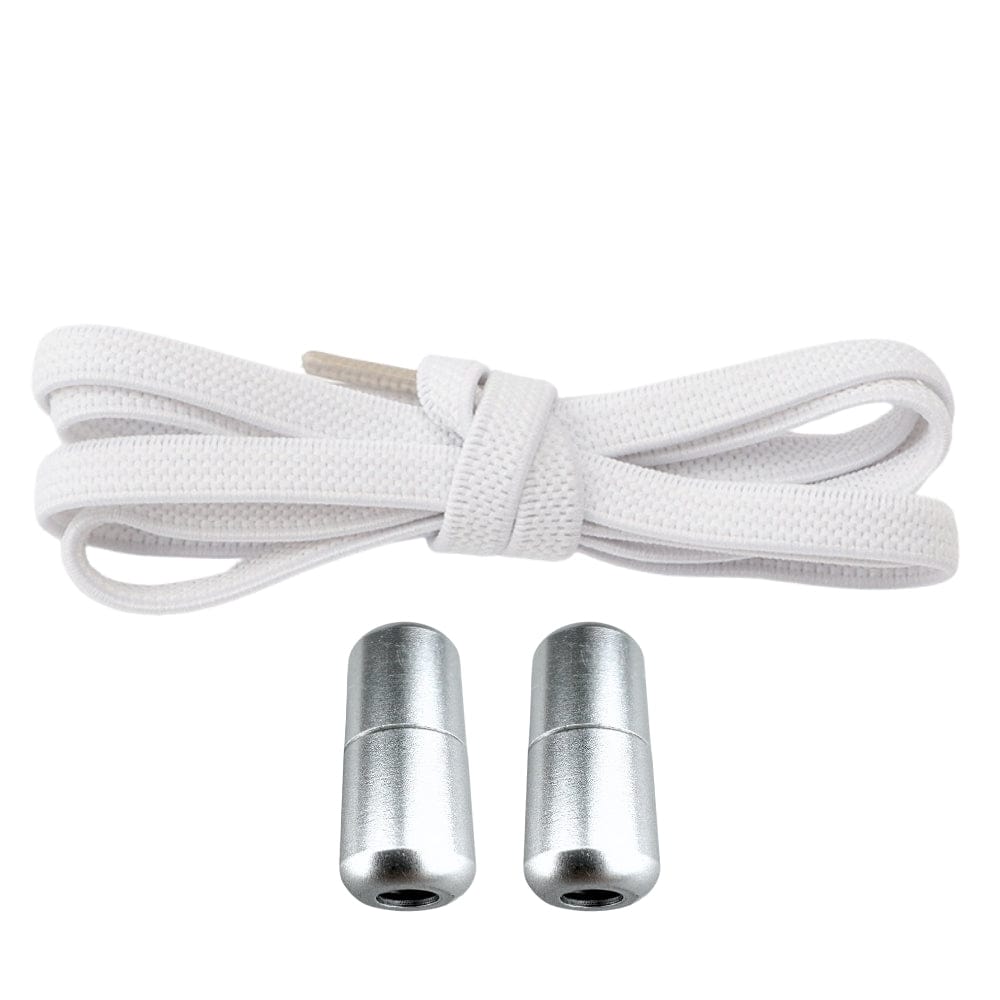 Productafbeelding van platte elastische veters van 6 mm met metalen draai capsule in de kleur wit