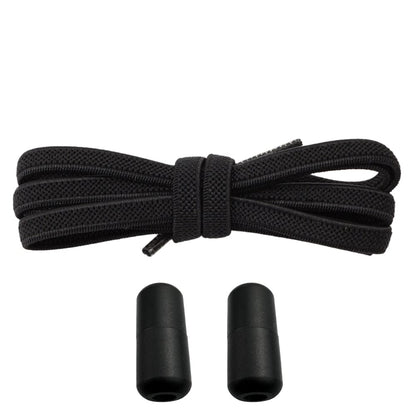 Productafbeelding van platte elastische veters van 6 mm met metalen draai capsule in de kleur zwart