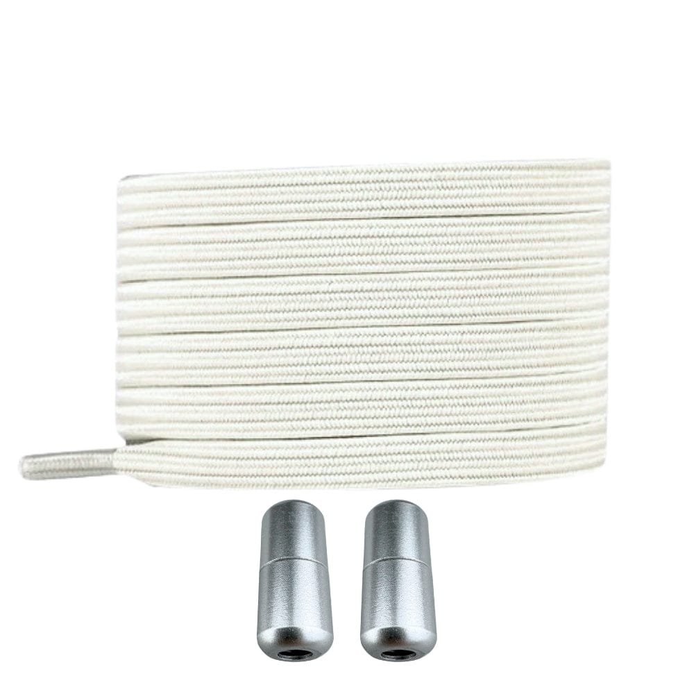 Productafbeelding van platte elastische veters van 7 mm met capsule sluiting in de kleur beige