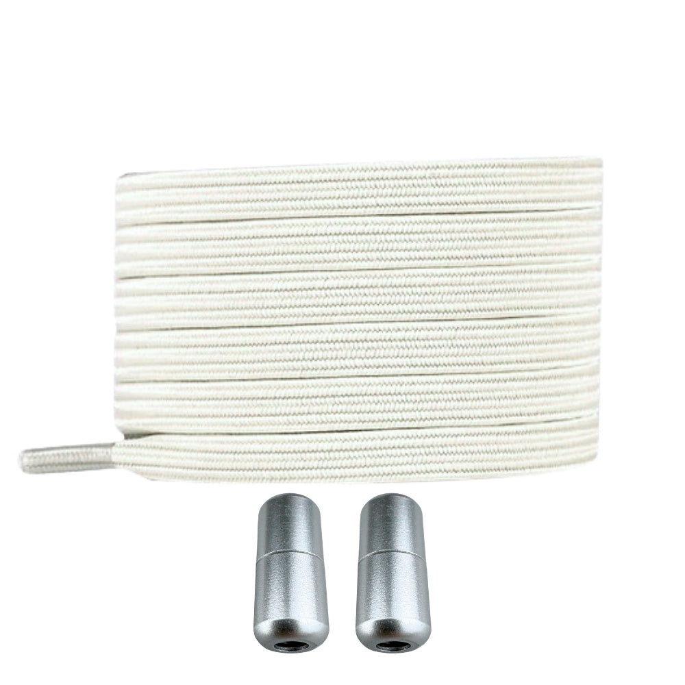 Productafbeelding van platte elastische veters van 7 mm met capsule sluiting in de kleur beige