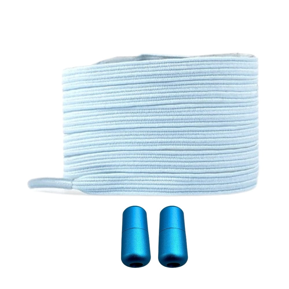 Productafbeelding van platte elastische veters van 7 mm met capsule sluiting in de kleur lichtblauw