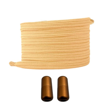 Productafbeelding van platte elastische veters van 7 mm met capsule sluiting in de kleur lichtbruin