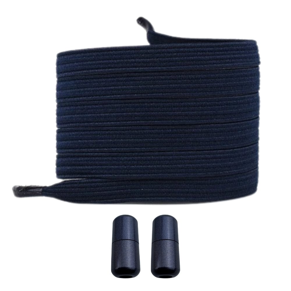 Productafbeelding van platte elastische veters van 7 mm met capsule sluiting in de kleur marineblauw