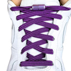 Elastische veters zonder strikken plat 7mm capsule sluiting paars met stretch uitgerekt