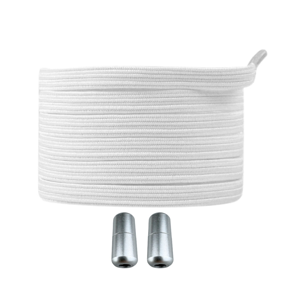 Productafbeelding van platte elastische veters van 7 mm met capsule sluiting in de kleur wit