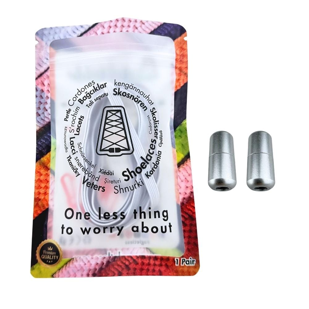 Elastische veters zonder strikken plat 7mm capsule sluiting wit in luxe verpakking