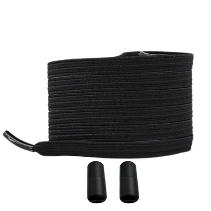 Productafbeelding van platte elastische veters van 7 mm met capsule sluiting in de kleur zwart