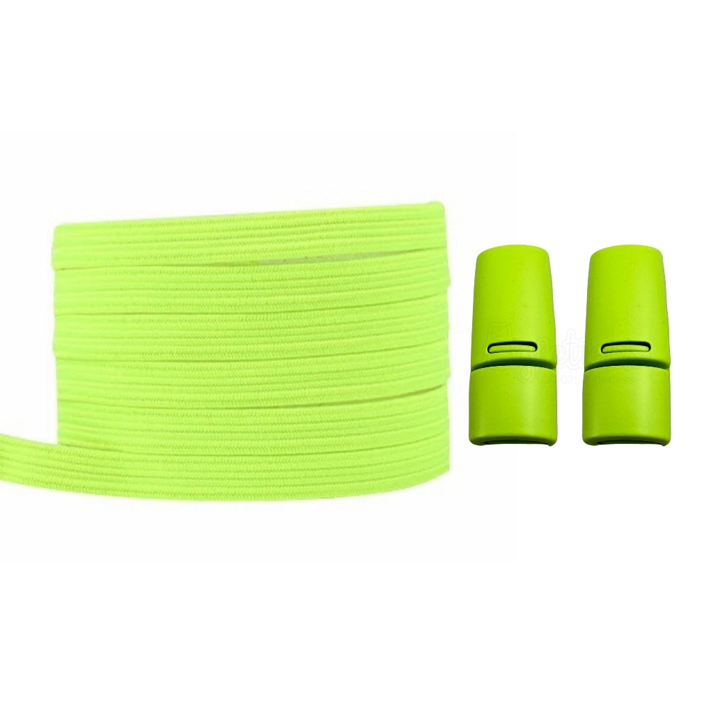 Productafbeelding van platte elastische veters van 7 mm met magneetsluiting in de kleur fluorescerend groen