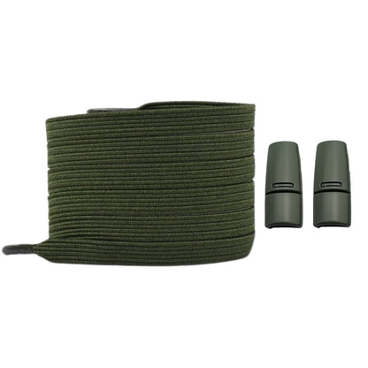 Productafbeelding van platte elastische veters van 7 mm met magneetsluiting in de kleur mosgroen