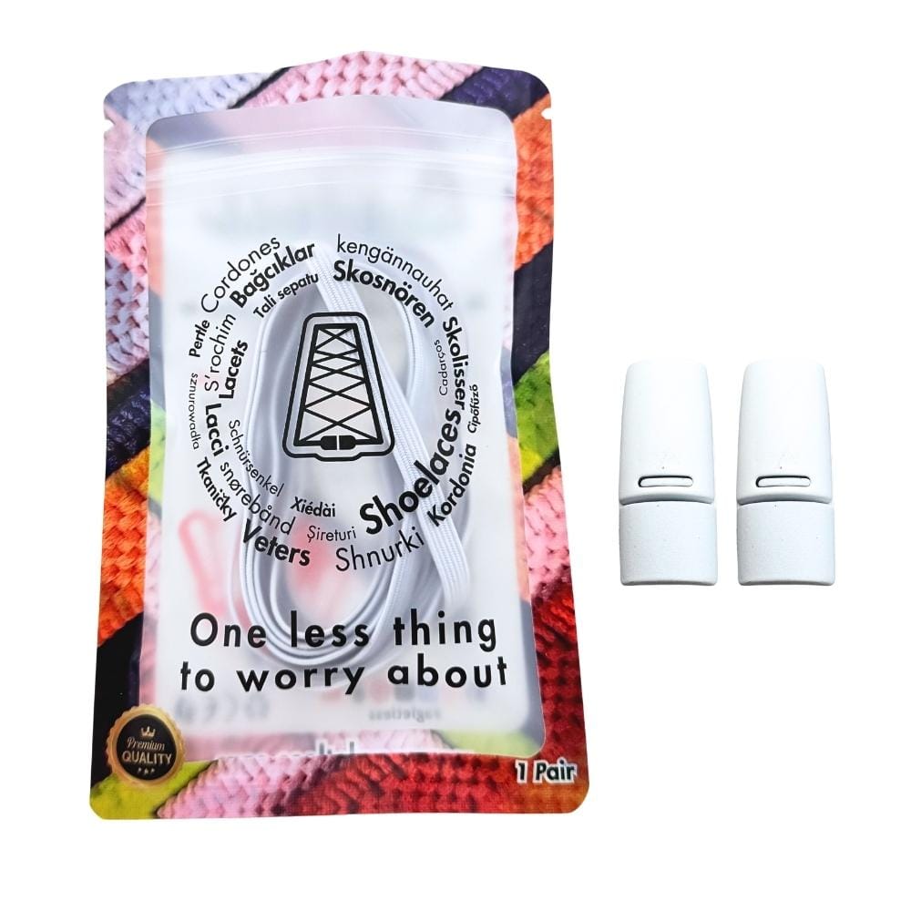Elastische veters zonder strikken plat 7mm magnetische sluiting wit in luxe verpakking