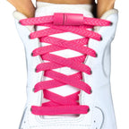 Elastische veters zonder strikken plat 8mm magnetische sluiting rozenrood met stretch uitgerekt