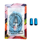 Elastische veters zonder strikken plat 8mm metalen draai capsule lichtblauw in luxe verpakking