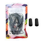 Elastische veters zonder strikken plat 9mm metalen draai capsule donkergrijs in luxe verpakking