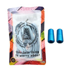 Elastische veters zonder strikken plat 9mm metalen draai capsule lichtblauw in luxe verpakking