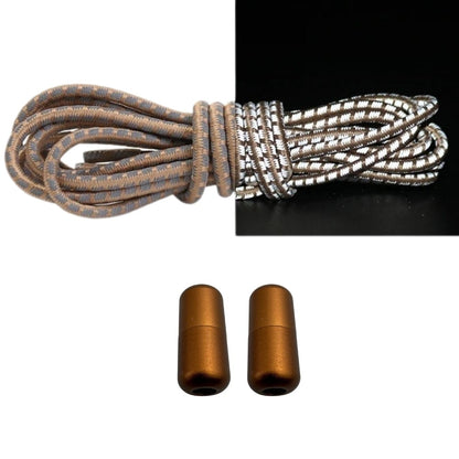 Productafbeelding van reflecterende ronde elastische veters van 3 mm met capsule sluiting in de kleur khaki