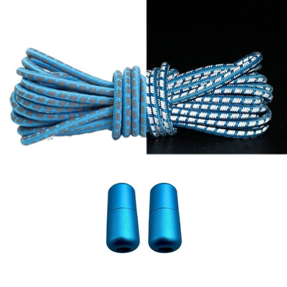 Productafbeelding van reflecterende ronde elastische veters van 3 mm met capsule sluiting in de kleur lichtblauw