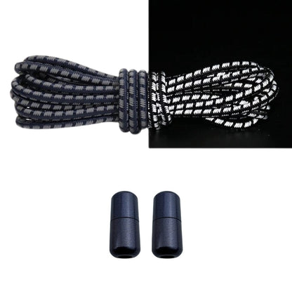 Productafbeelding van reflecterende ronde elastische veters van 3 mm met capsule sluiting in de kleur marineblauw