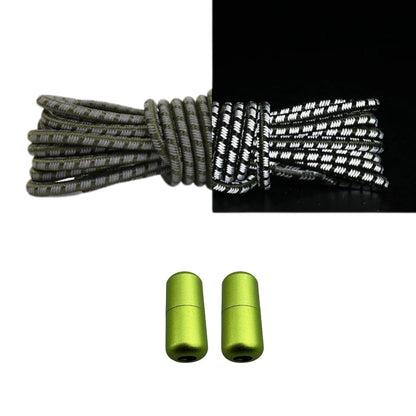 Productafbeelding van reflecterende ronde elastische veters van 3 mm met capsule sluiting in de kleur mosgroen