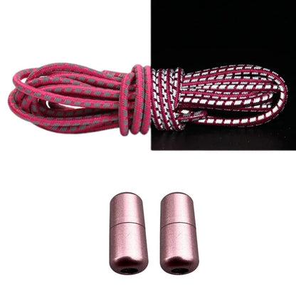Productafbeelding van reflecterende ronde elastische veters van 3 mm met capsule sluiting in de kleur rozenrood