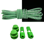 Productafbeelding van reflecterende ronde elastische veters van 3 mm met lock sluiting in de kleur appelgroen