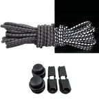 Productafbeelding van reflecterende ronde elastische veters van 3 mm met lock sluiting in de kleur donkergrijs