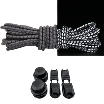 Productafbeelding van reflecterende ronde elastische veters van 3 mm met lock sluiting in de kleur donkergrijs