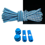 Productafbeelding van reflecterende ronde elastische veters van 3 mm met lock sluiting in de kleur lichtblauw