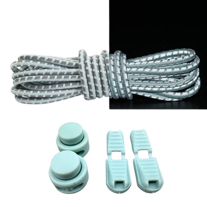 Productafbeelding van reflecterende ronde elastische veters van 3 mm met lock sluiting in de kleur lichtgroen