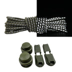 Productafbeelding van reflecterende ronde elastische veters van 3 mm met lock sluiting in de kleur mosgroen