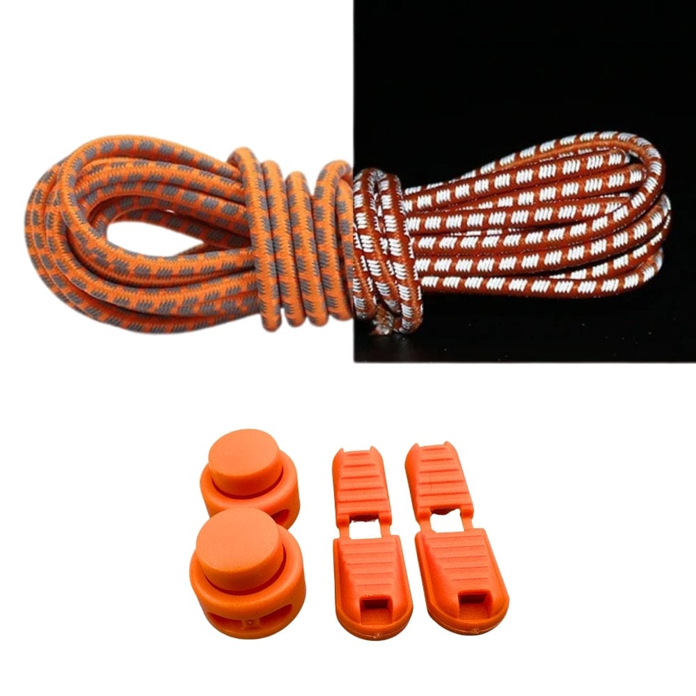 Productafbeelding van reflecterende ronde elastische veters van 3 mm met lock sluiting in de kleur oranje