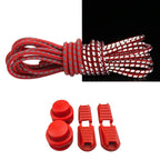 Productafbeelding van reflecterende ronde elastische veters van 3 mm met lock sluiting in de kleur rood