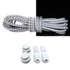 Productafbeelding van reflecterende ronde elastische veters van 3 mm met lock sluiting in de kleur wit