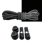 Productafbeelding van reflecterende ronde elastische veters van 3 mm met lock sluiting in de kleur zwart