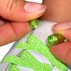 Elastische veters zonder strikken reflecterend 7mm capsule sluiting groen in luxe verpakking