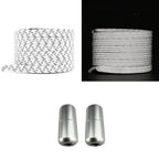 Productafbeelding van platte reflecterende elastische veters van 7 mm met capsule sluiting in de kleur wit