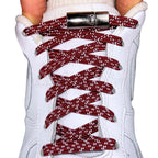 Elastische veters zonder strikken reflecterend 7mm magnetische sluiting wijnrood met stretch uitgerekt