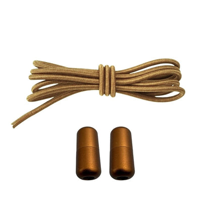 Productafbeelding van ronde elastische veters van 3 mm met capsule sluiting in de kleur bruin