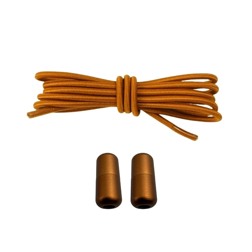 Productafbeelding van ronde elastische veters van 3 mm met capsule sluiting in de kleur lichtbruin