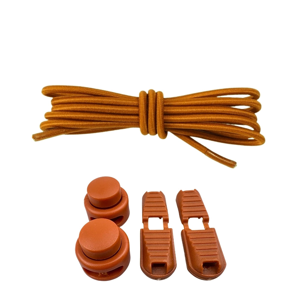 Productafbeelding van ronde elastische veters van 3 mm met lock sluiting in de kleur lichtbruin