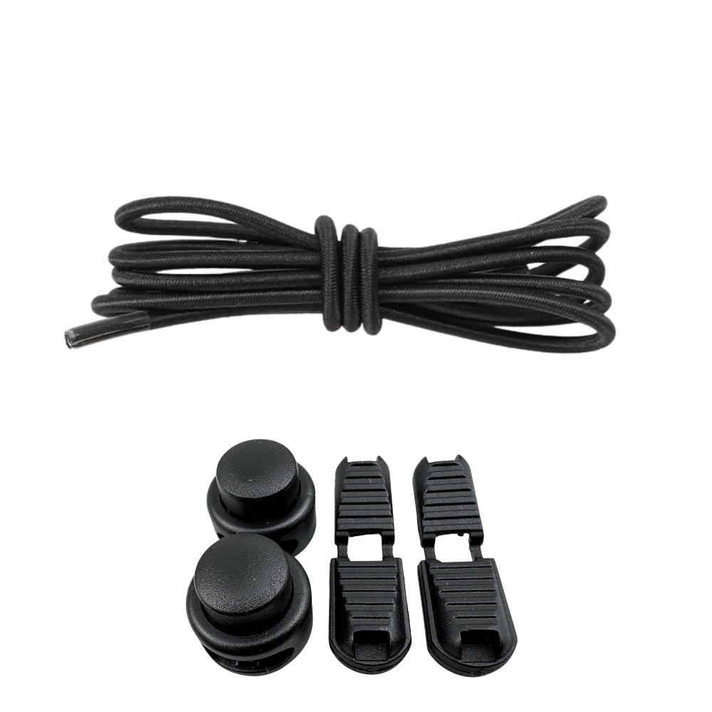 Productafbeelding van ronde elastische veters van 3 mm met lock sluiting in de kleur zwart