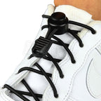 Elastische veters zonder strikken rond 3mm lock sluiting zwart geregen in witte Nike Air Force 1