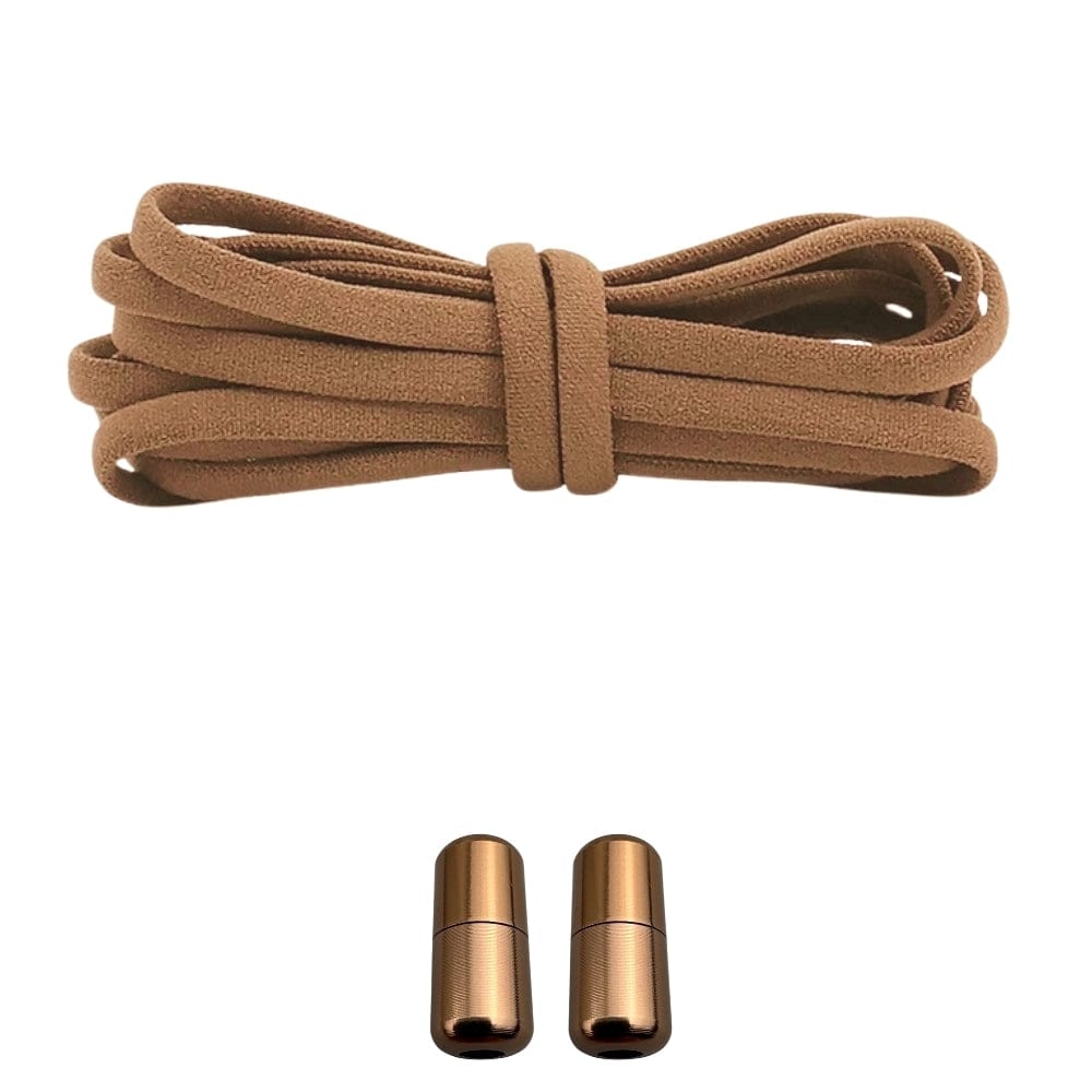 Productafbeelding van ronde elastische veters van 5 mm met capsule sluiting in de kleur bruin