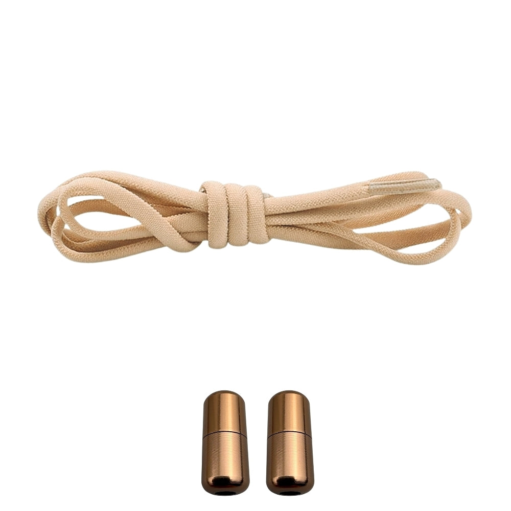 Productafbeelding van ronde elastische veters van 5 mm met capsule sluiting in de kleur khaki