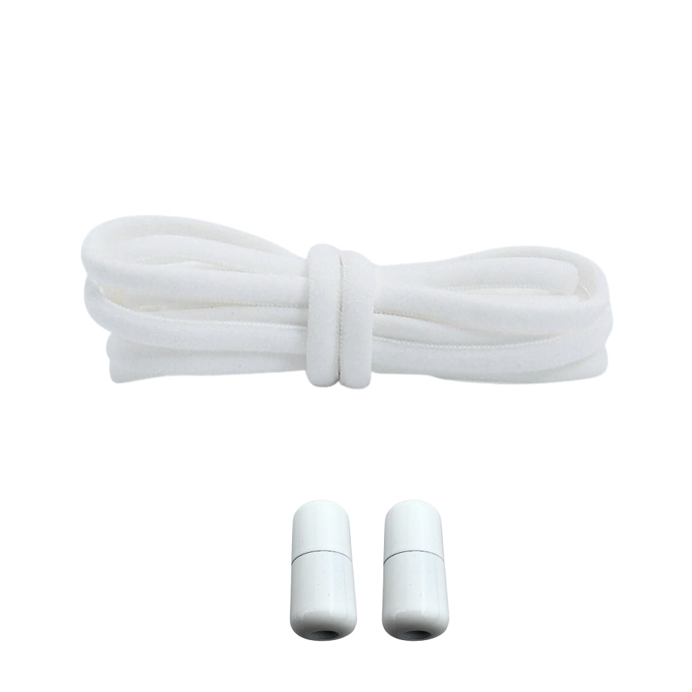 Productafbeelding van ronde elastische veters van 5 mm met capsule sluiting in de kleur wit