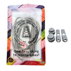 Elastische veters zonder strikken rond 5mm lock sluiting grijs in luxe verpakking