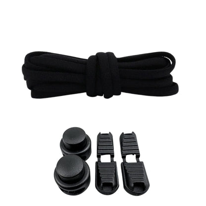 Productafbeelding van ronde elastische veters van 5 mm met lock sluiting in de kleur zwart