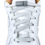 Elastische veters zonder strikken tie-dye 9mm magnetische sluiting grijs met stretch uitgerekt