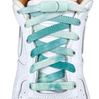Elastische veters zonder strikken tie-dye 9mm magnetische sluiting turqoise met stretch uitgerekt