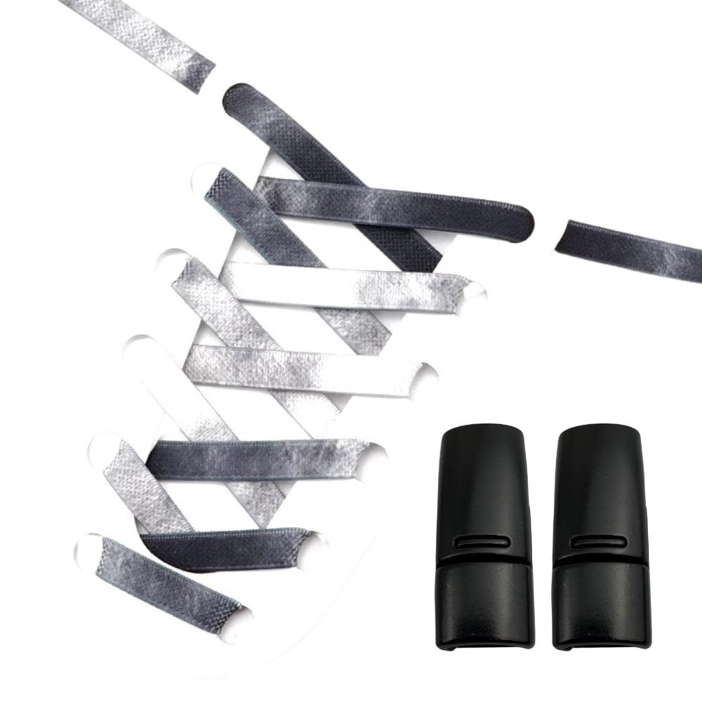 Productafbeelding van tie-dye elastische veters met magneetsluiting in de kleur zwart-wit